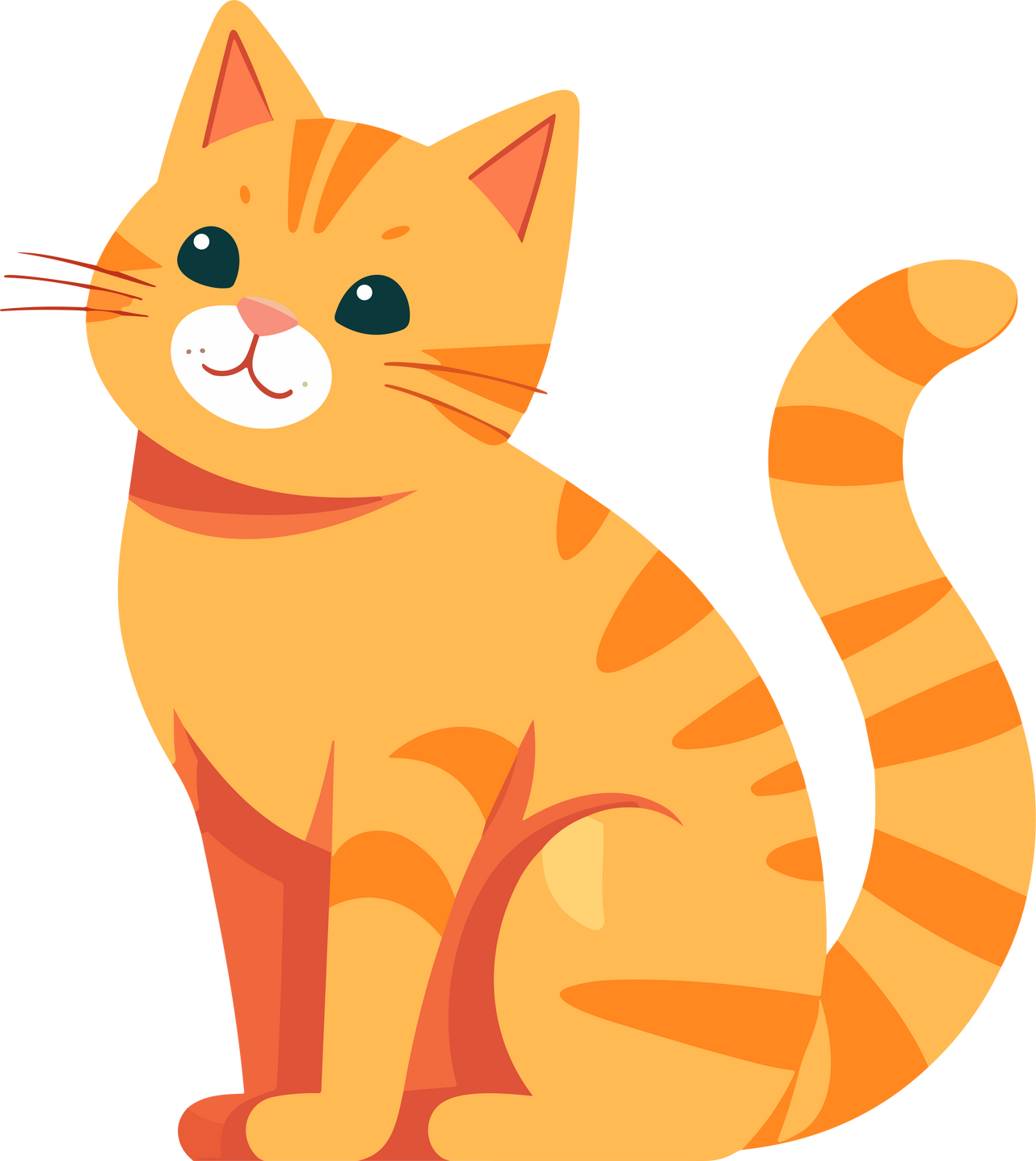 Orange Cat Flat Illustration